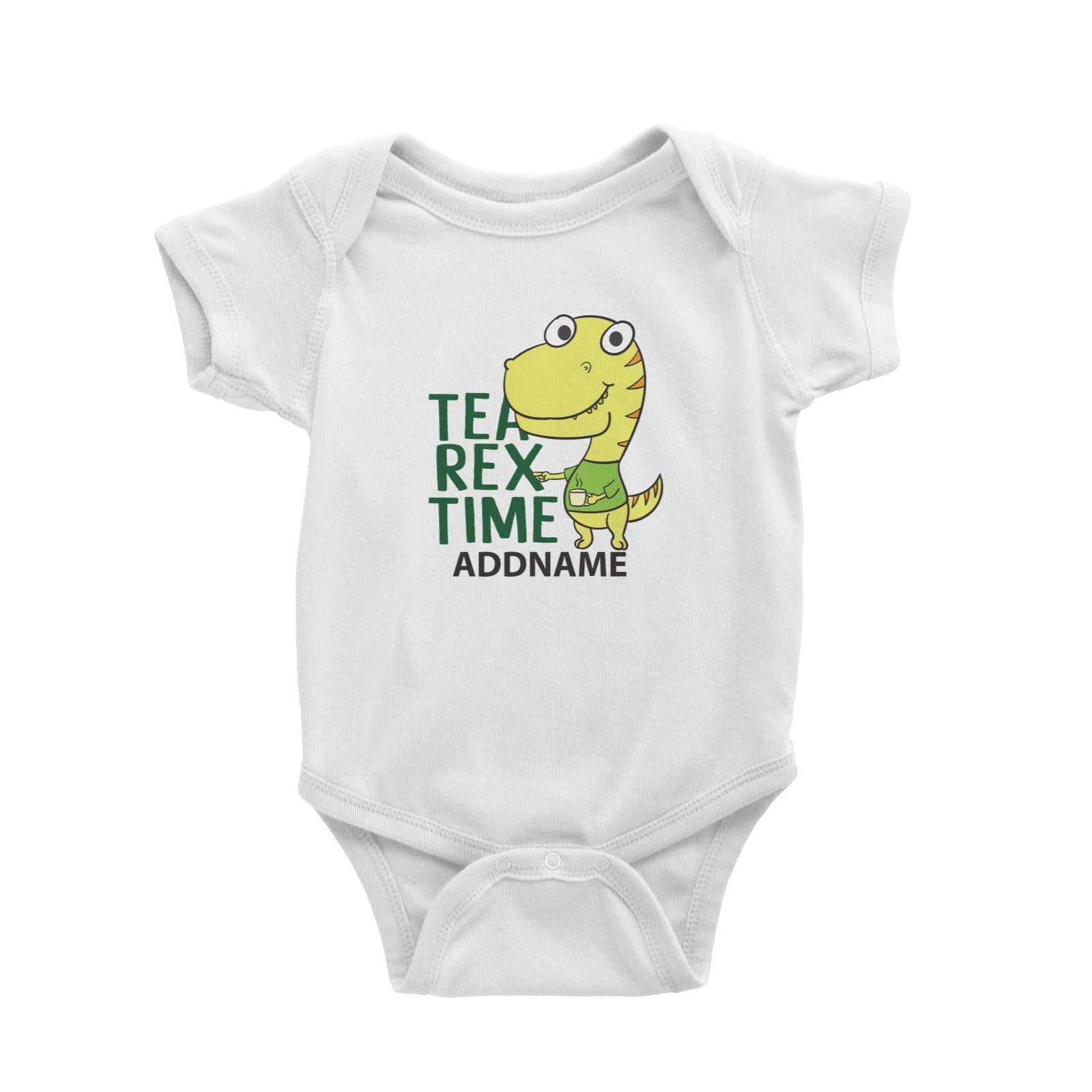 Cool Cute Dinosaur Tea Rex Time Addname Baby Romper