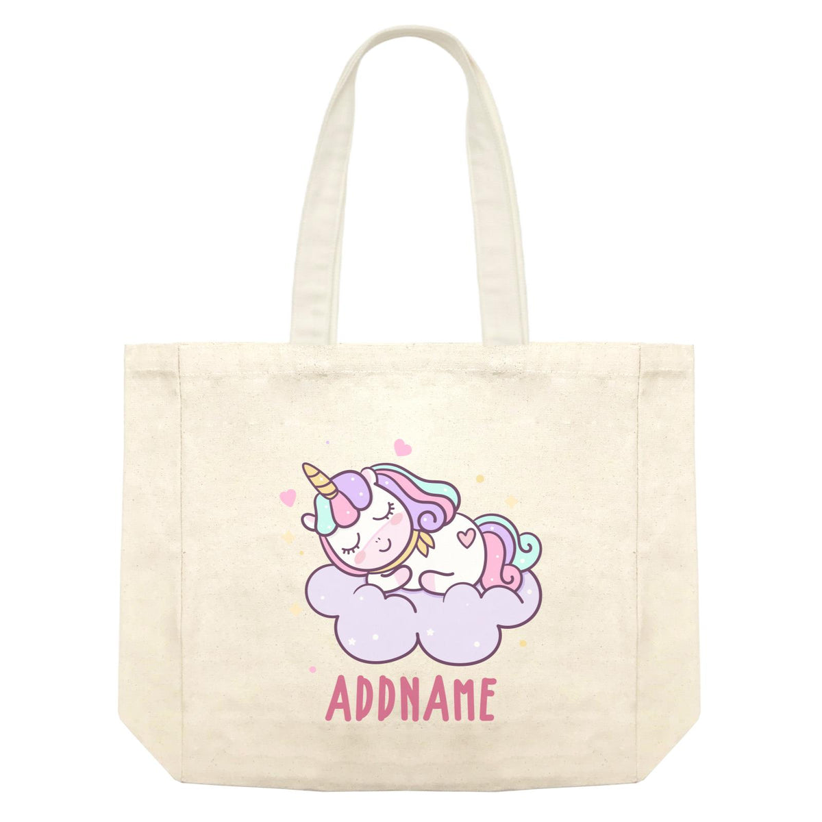 Unicorn And Princess Series Cute Pastel Sleeping Unicorn On a Cloud Addname Shopping Bag