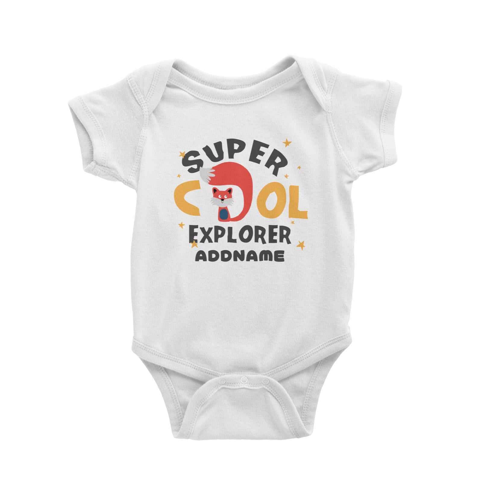 Super Cool Explorer Fox Addname White Baby Romper