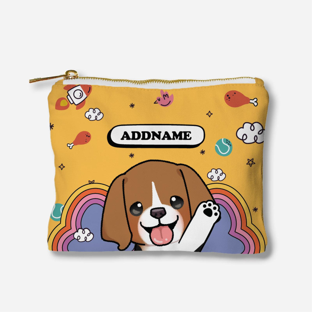 Paw Print Series Full Print Zipper Pouch - Beagle