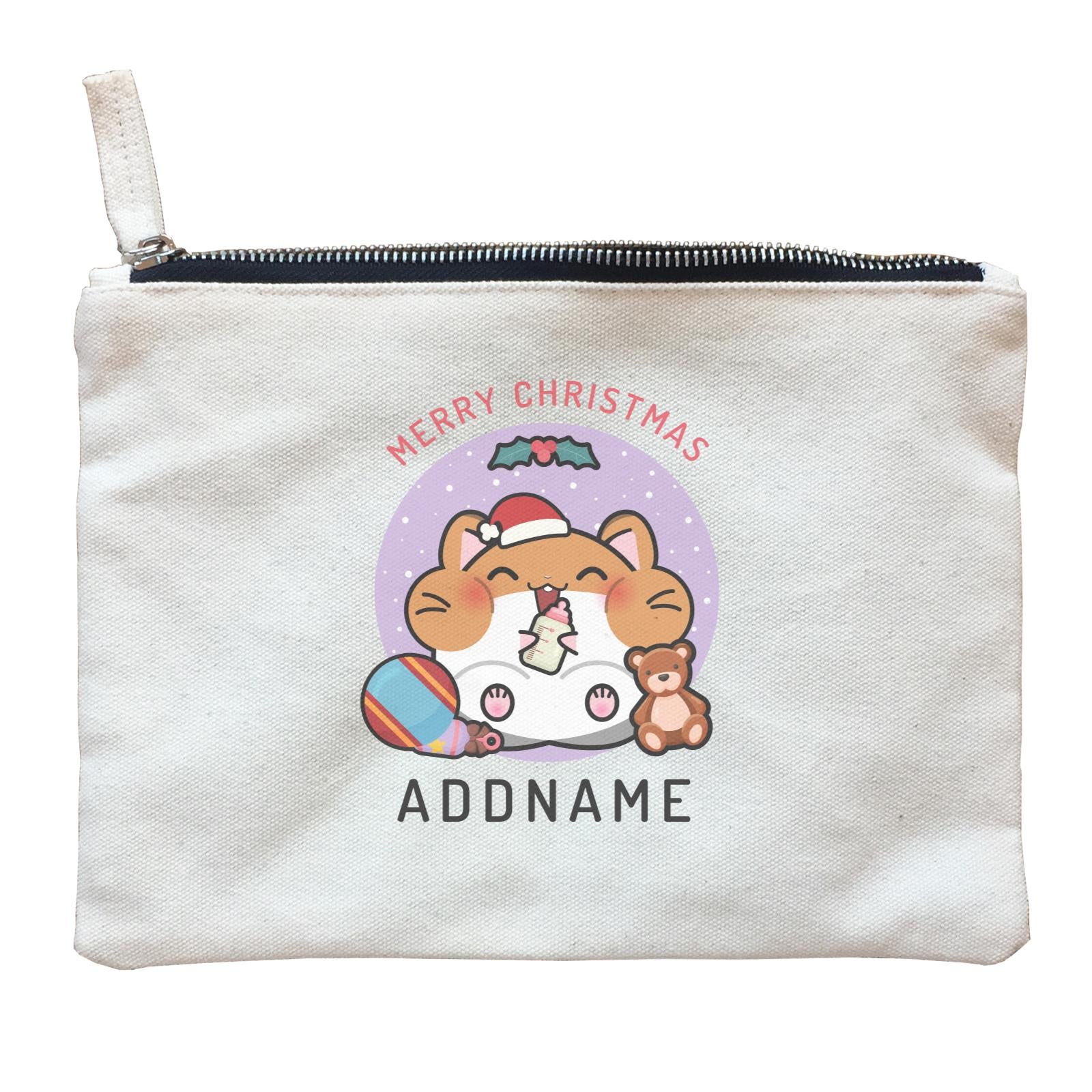 Merry Christmas Cute Santa Baby Hamster Zipper Pouch