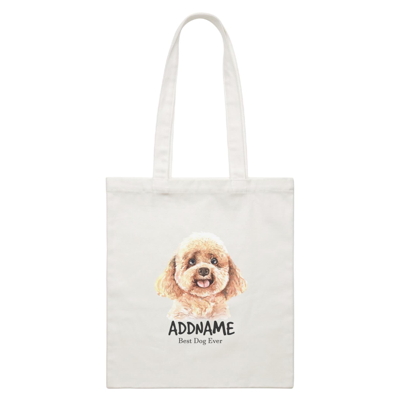 Watercolor Dog Poodle Dog Best Dog Ever Addname White Canvas Bag