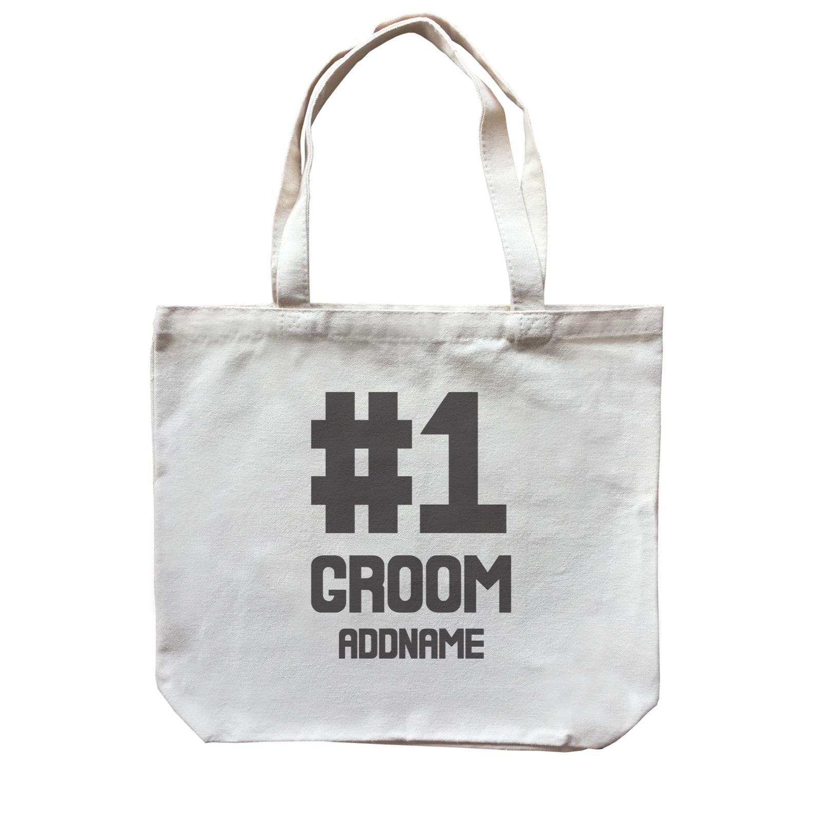 Wedding Couple Western Hashtag No 1 Groom Addname Canvas Bag