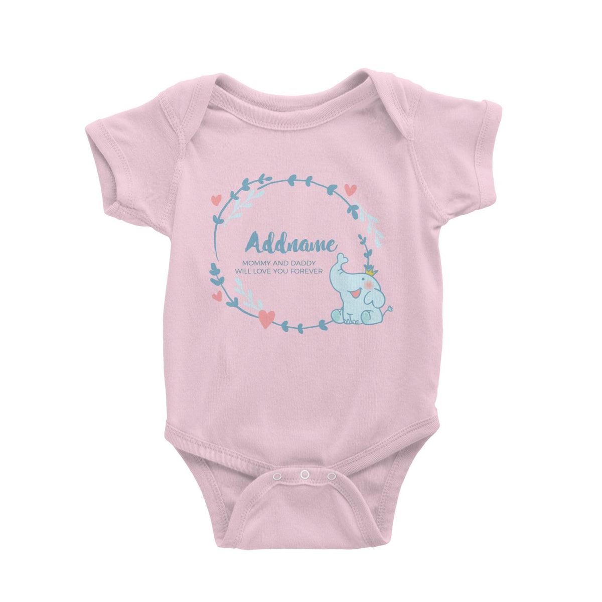 Cute Baby Blue Elephant Prince Personalizable with Name and Text Baby Romper