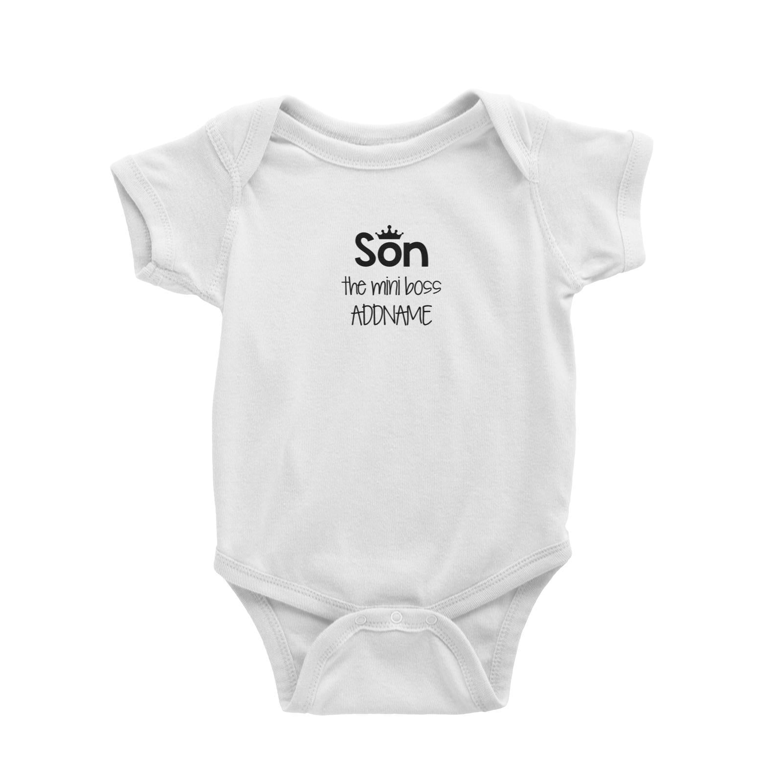 Son with Crown The Mini Boss Baby Romper Personalizable Designs Royal Matching Family