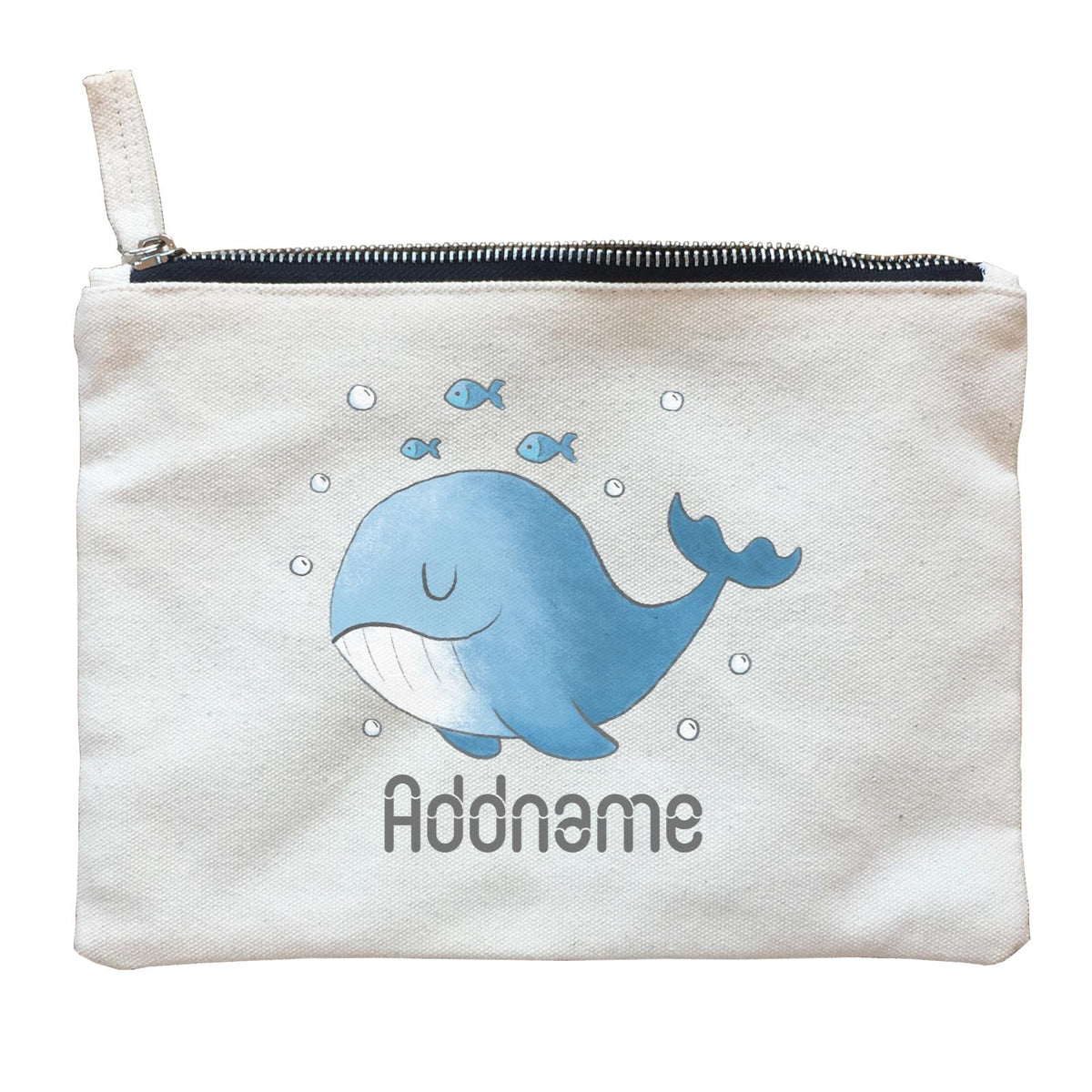 Cute Hand Drawn Style Whale Addname Zipper Pouch