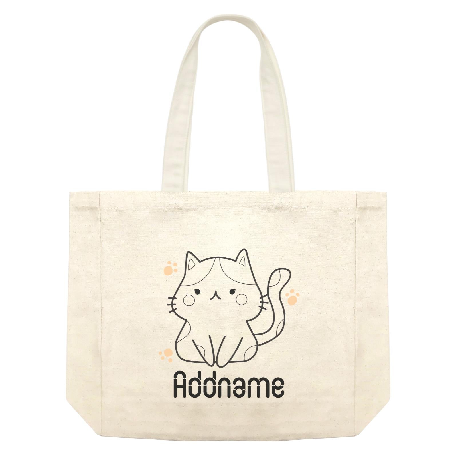 Coloring Outline Cute Hand Drawn Animals Cats Cat Addname Shopping Bag