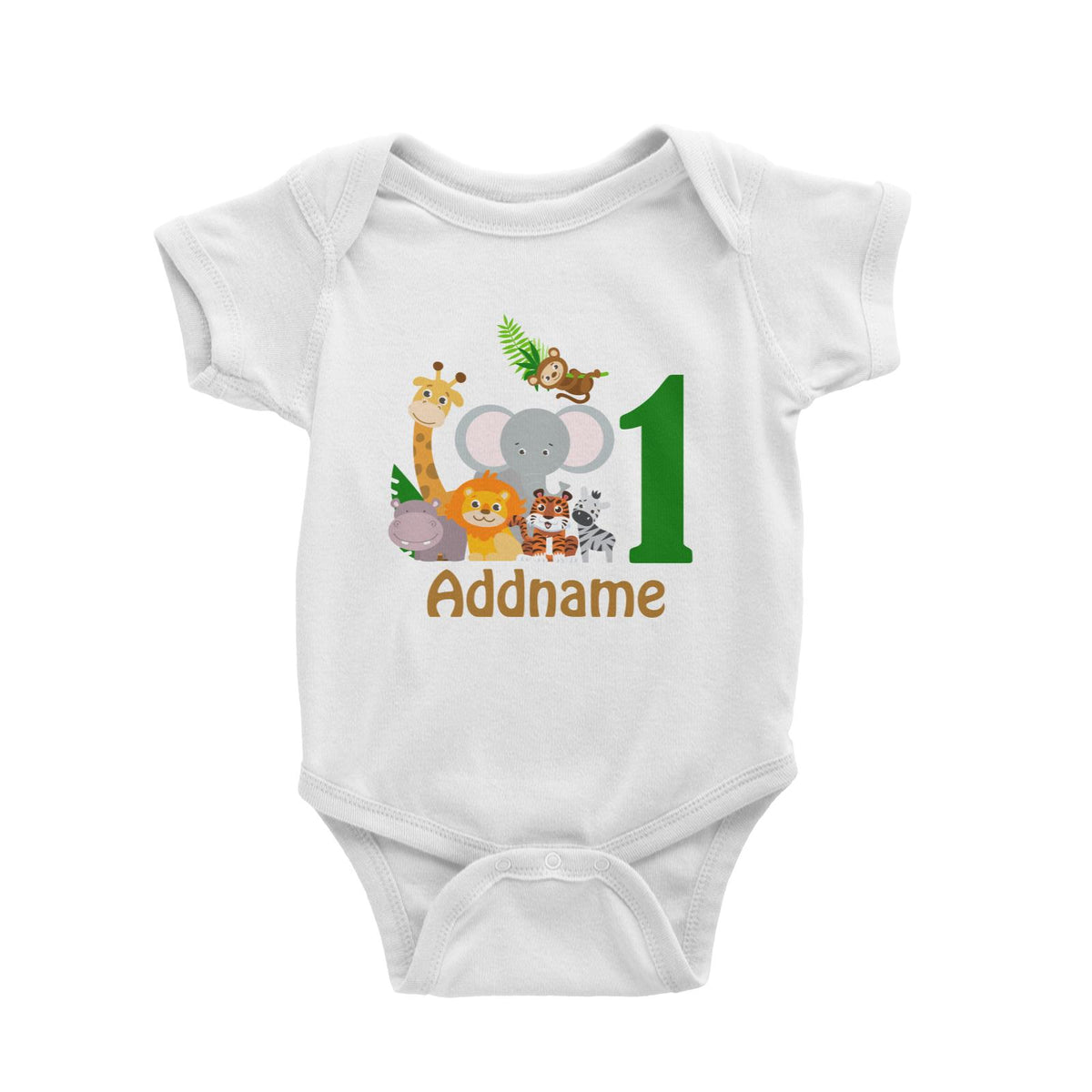 Animal Safari Jungle Birthday Theme Personalizable with Name and Number Baby Romper