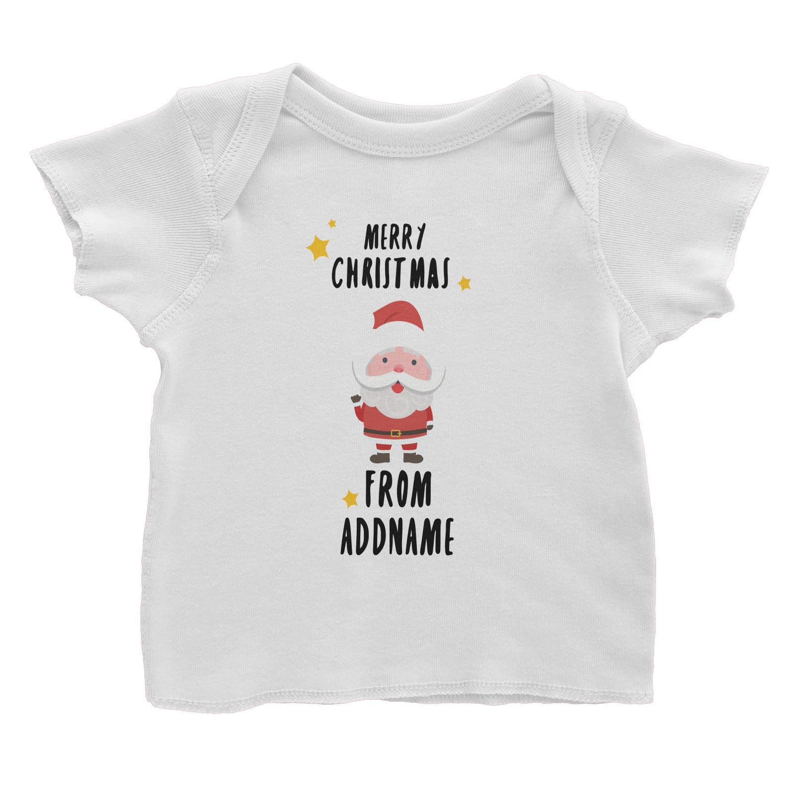 Cute Santa Merry Christmas Greeting Addname Baby T-Shirt  Personalizable Designs Matching Family