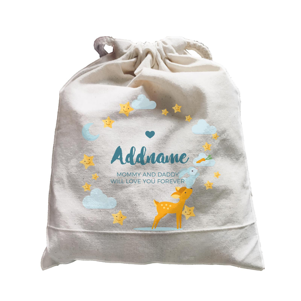 Cute Deer and Rabbit with Star and Moon Elements Personalizable with Name and Text Satchel