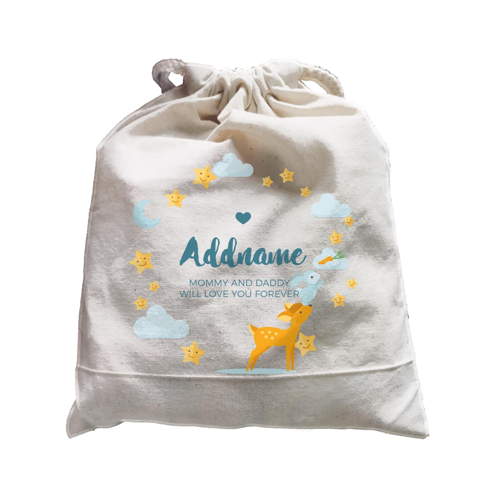 Cute Deer and Rabbit with Star and Moon Elements Personalizable with Name and Text Satchel