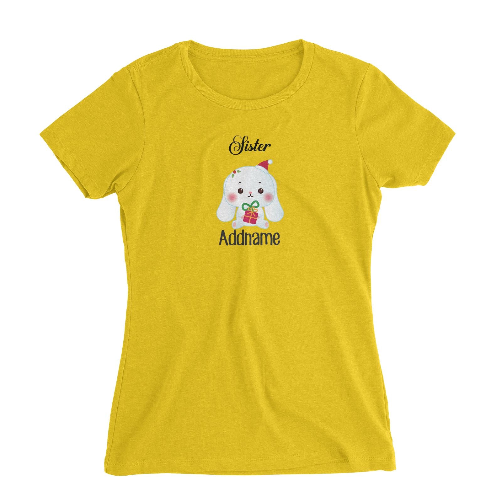 Christmas Cute Animal Series Sister Rabbit Women's Slim Fit T-Shirt