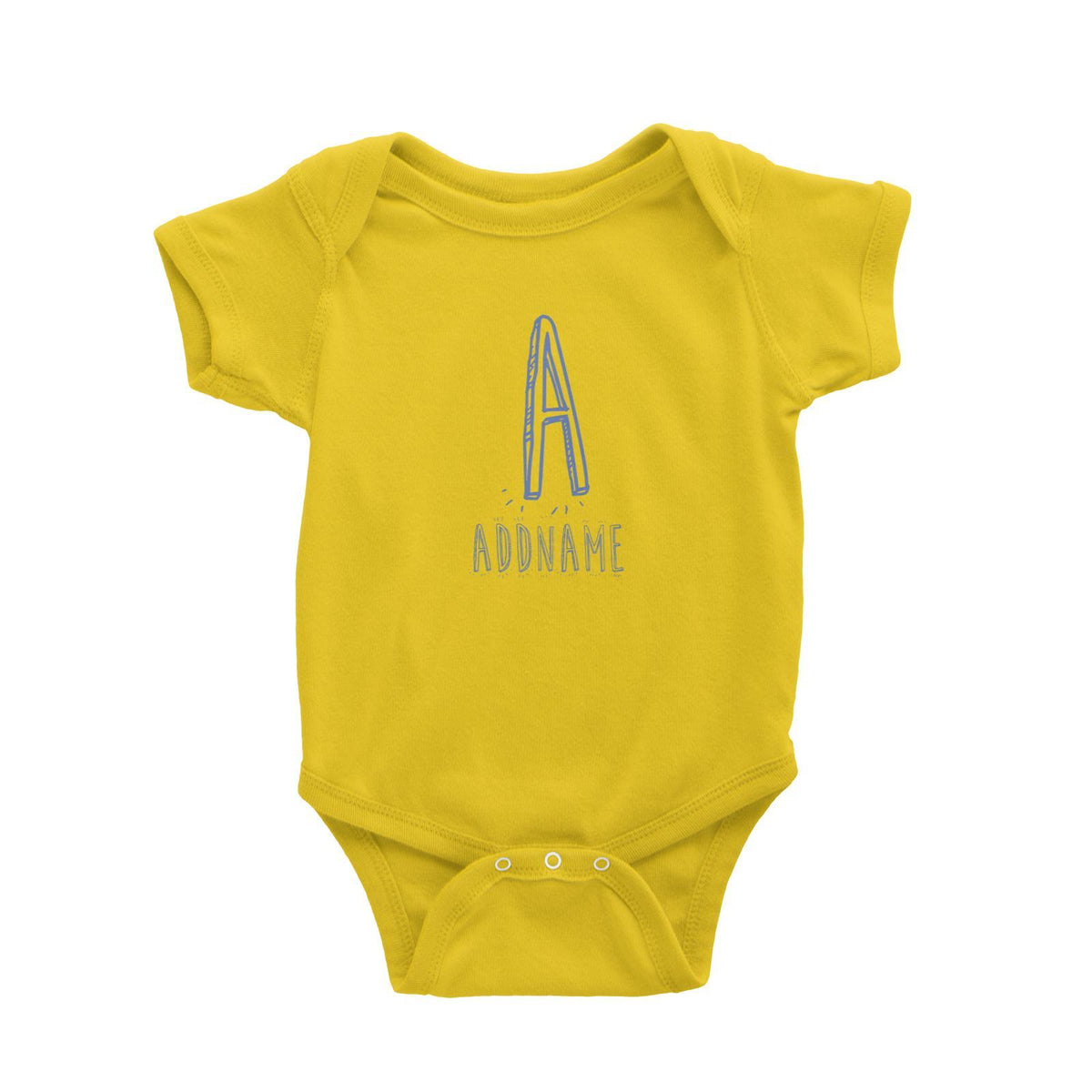 Comical Add Initial and Add Name in Blue Baby Romper