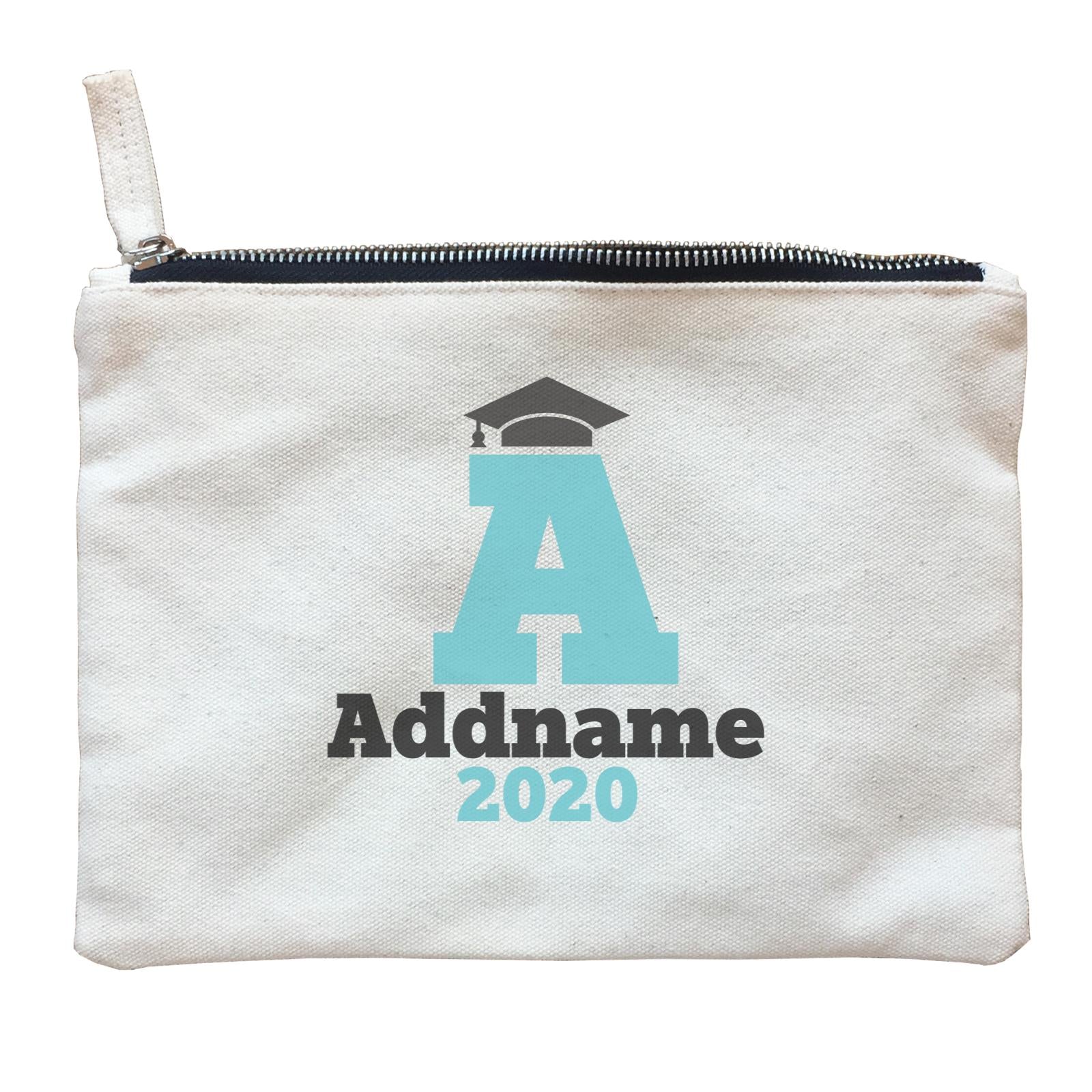 Graduation Series Cap with Initial and Year Blue Zipper Pouch