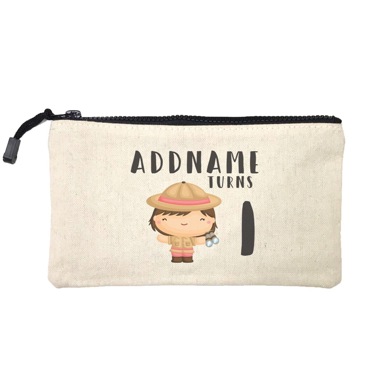 Birthday Safari Little Explorer Baby Girl Addname Turns 1 Mini Accessories Stationery Pouch