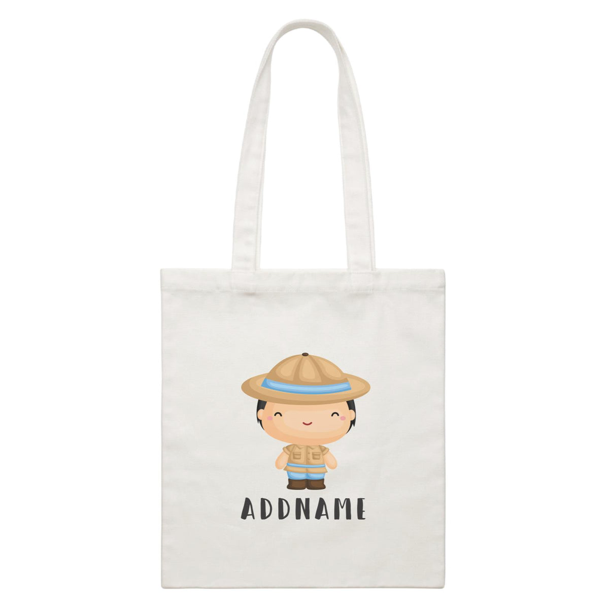 Birthday Safari Little Explorer Baby Boy Addname White Canvas Bag