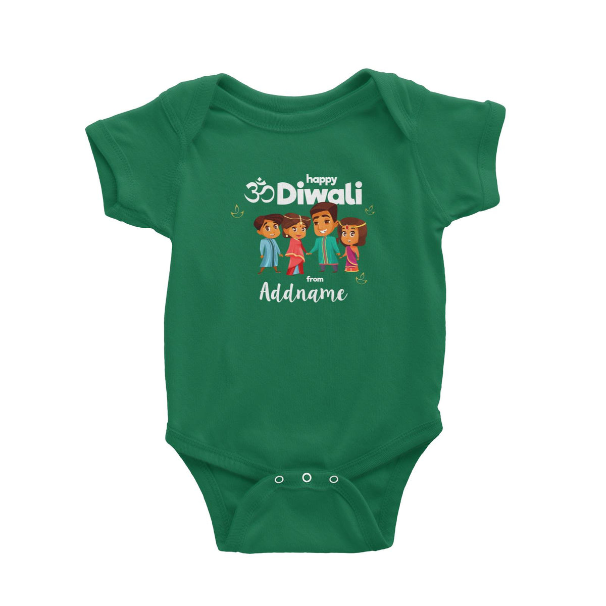 Cute Family Of Four OM Happy Diwali From Addname Baby Romper