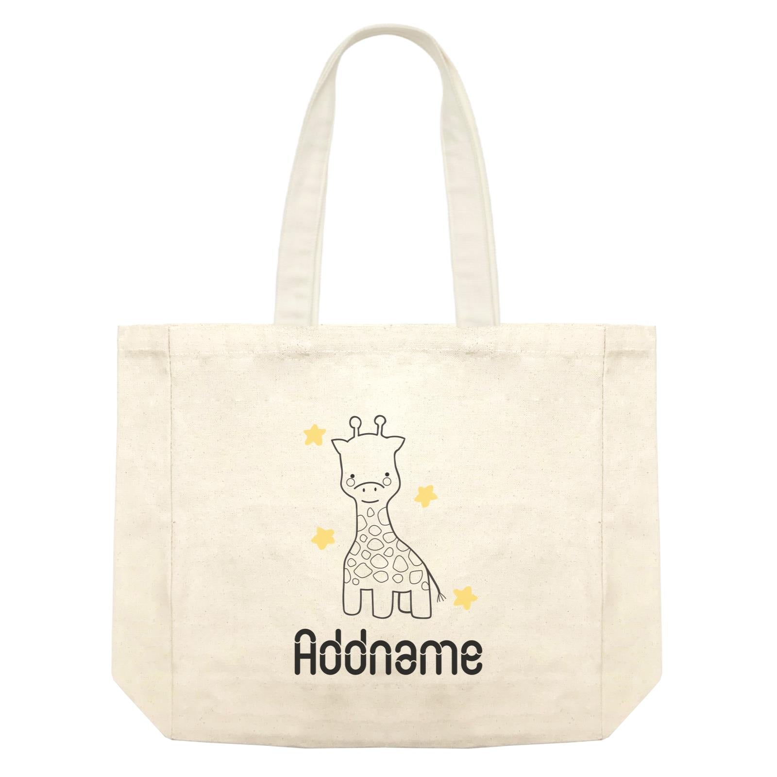Coloring Outline Cute Hand Drawn Animals Safari Giraffe Addname Shopping Bag