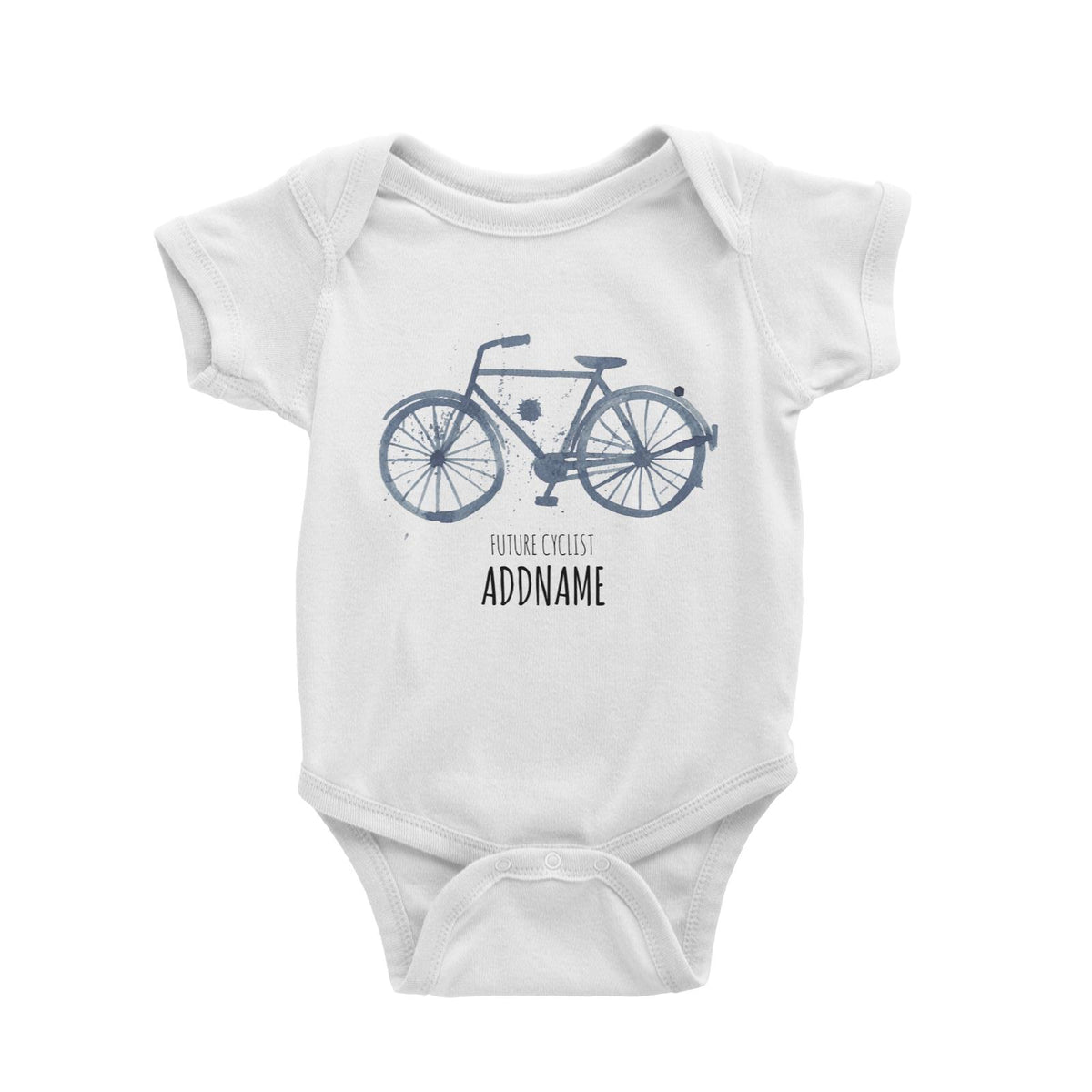 Watercolour Future Cyclist Bicycle White White Baby Romper