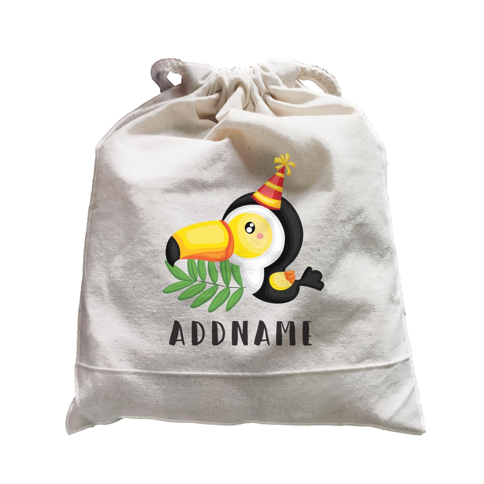 Birthday Safari Hornbill Wearing Party Hat Addname Satchel