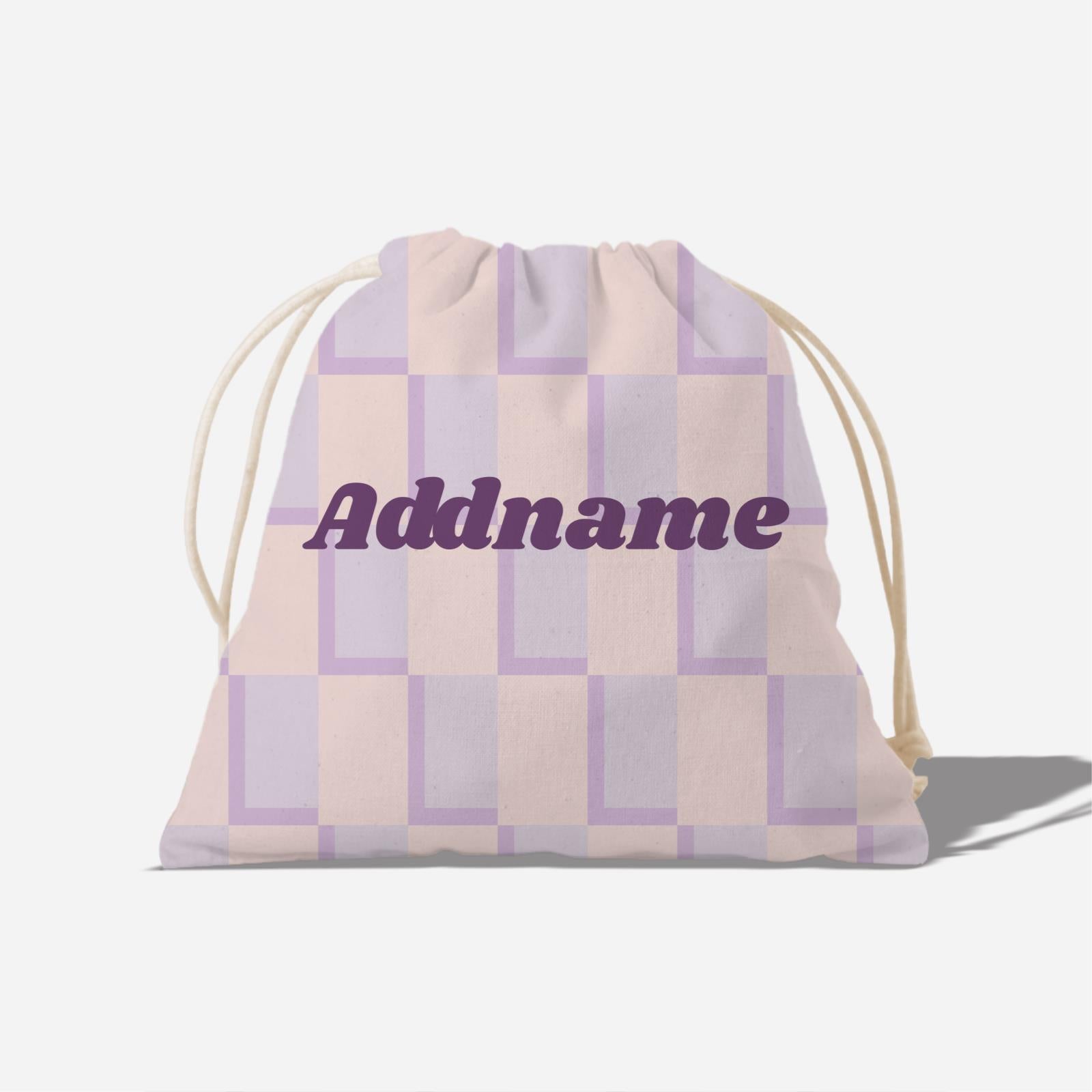 Checkered Series Full Print Satchel - Purple