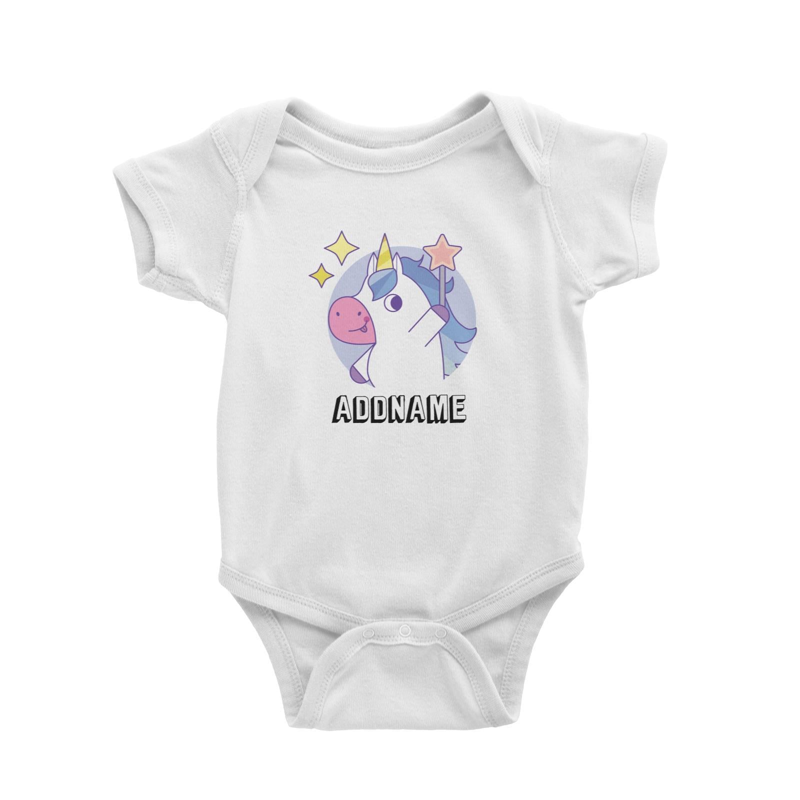 Birthday Unicorn Boy With Magic Wand Addname Baby Romper