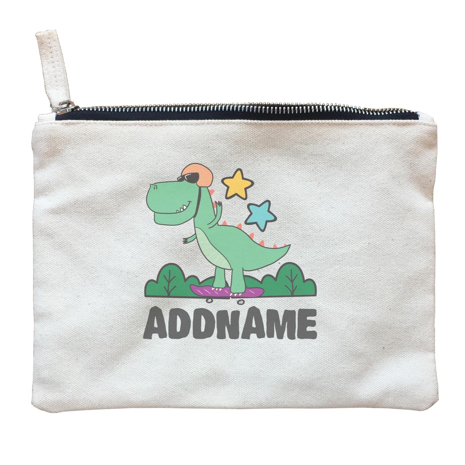 Super Cute Dinosaur Green Skater Zipper Pouch