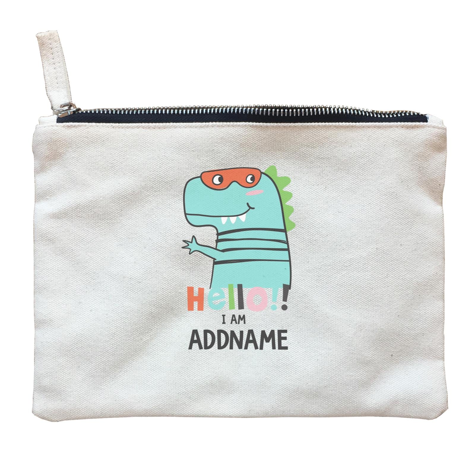 Cool Vibrant Series Hello I Am Dinosaur Addname Zipper Pouch