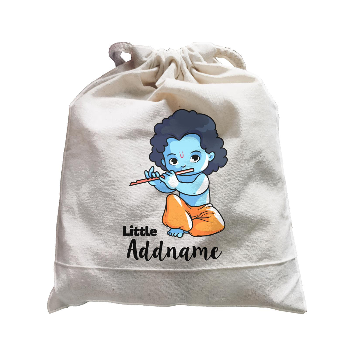 Cute Krishna Sitting Playing Flute Little Addname Satchel