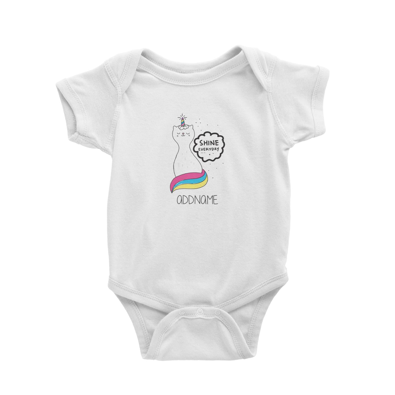 Cool Cute Animals Cats Unicorn Cat Shine Everyday Addname Baby Romper
