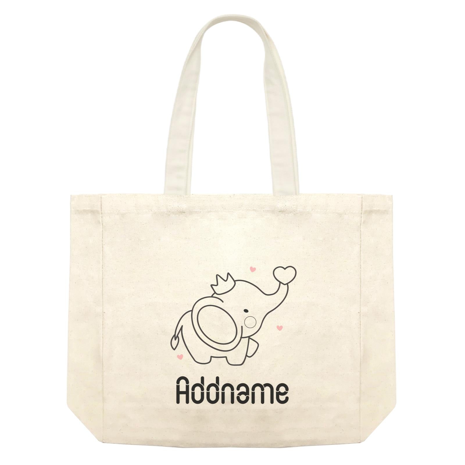 Coloring Outline Cute Hand Drawn Animals Elephants Baby Elephants With Heart And Crown Addname Shopping Bag