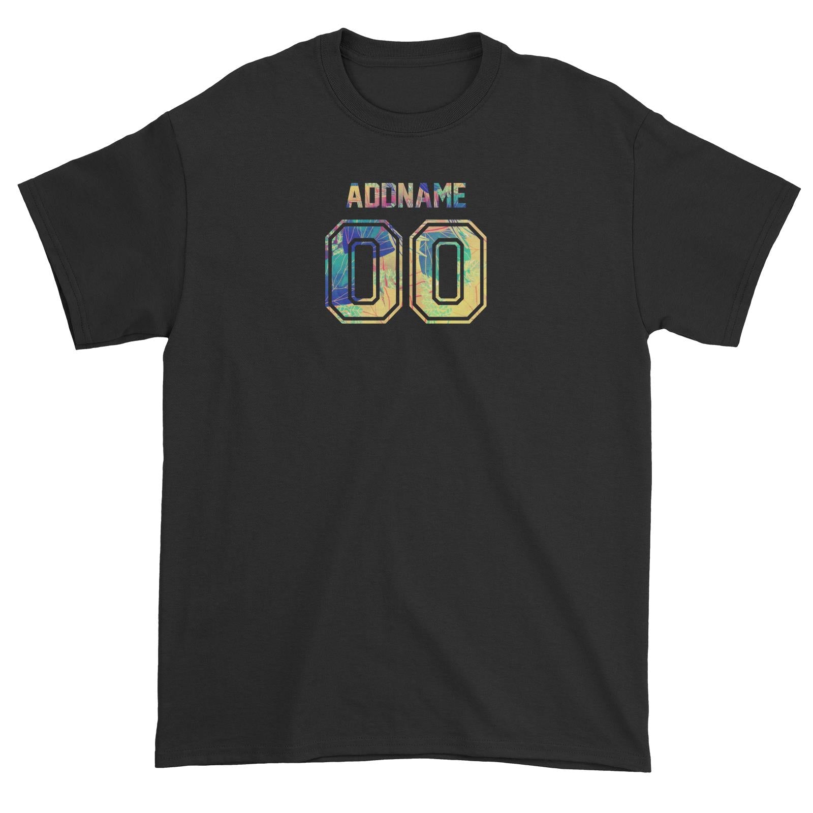 Adults Jersey Colourful Nature Pattern With Name and Number Unisex T-Shirt
