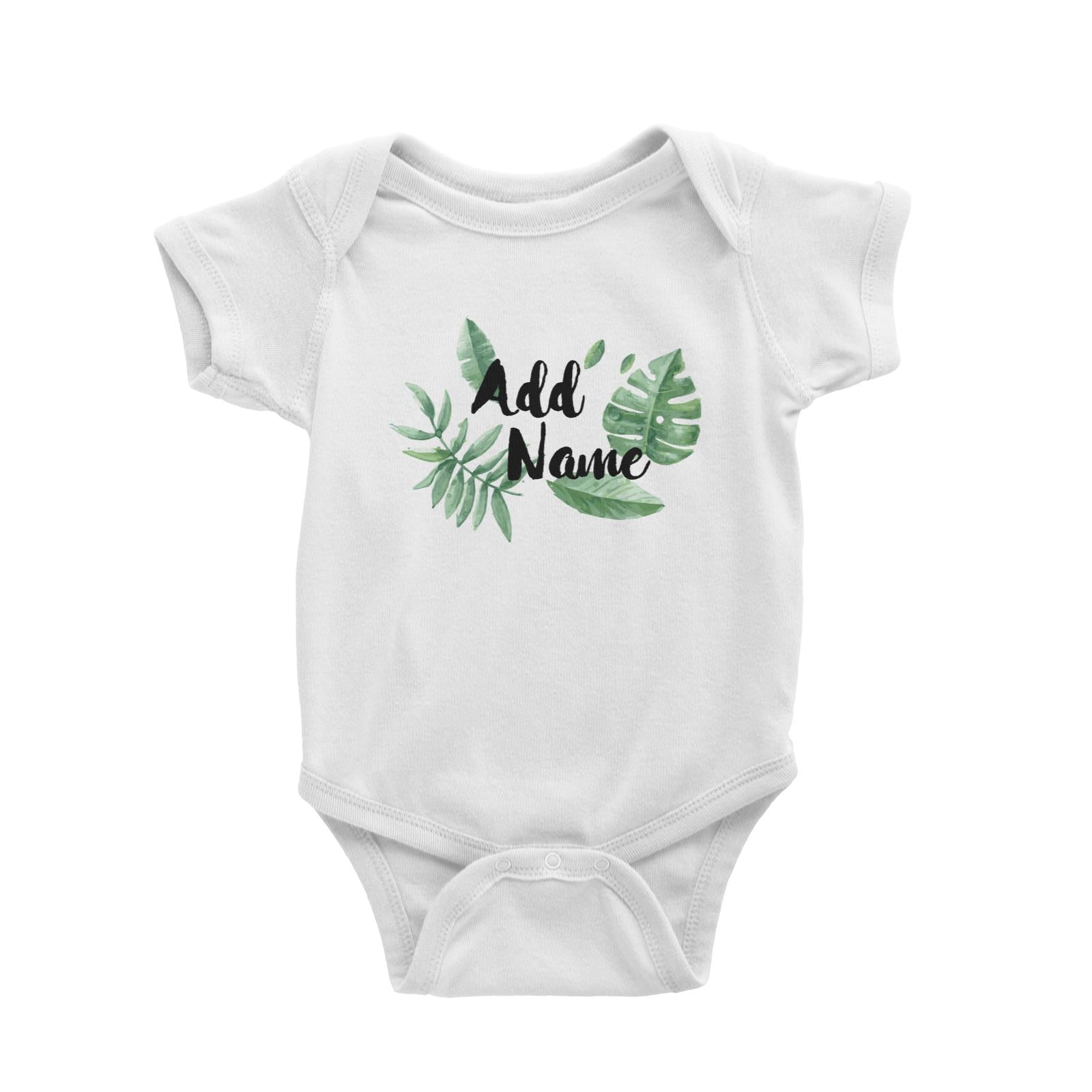Tropical Leaves Addname Baby Romper Basic Matching Family