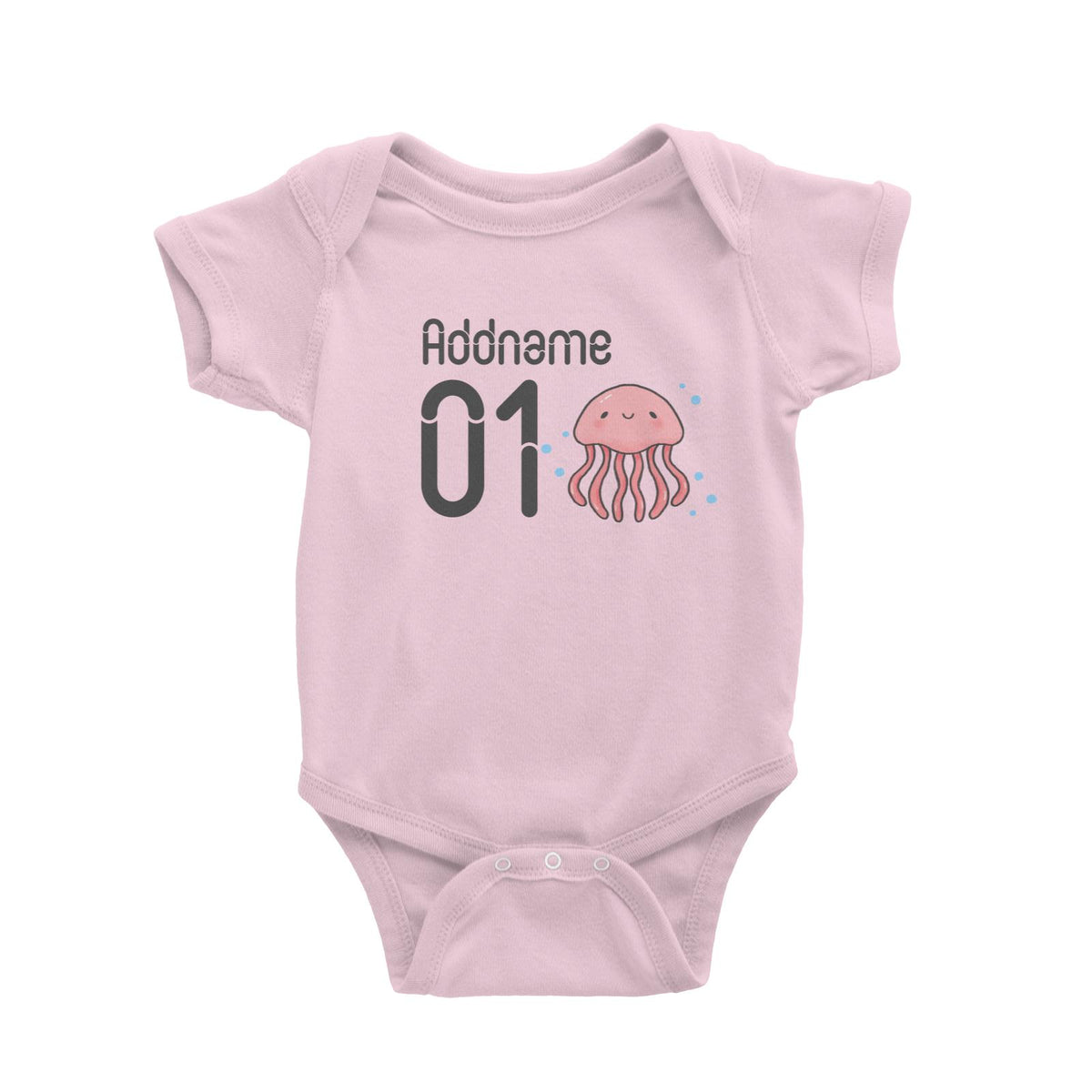 Name and Number Cute Hand Drawn Style Jellyfish Baby Romper