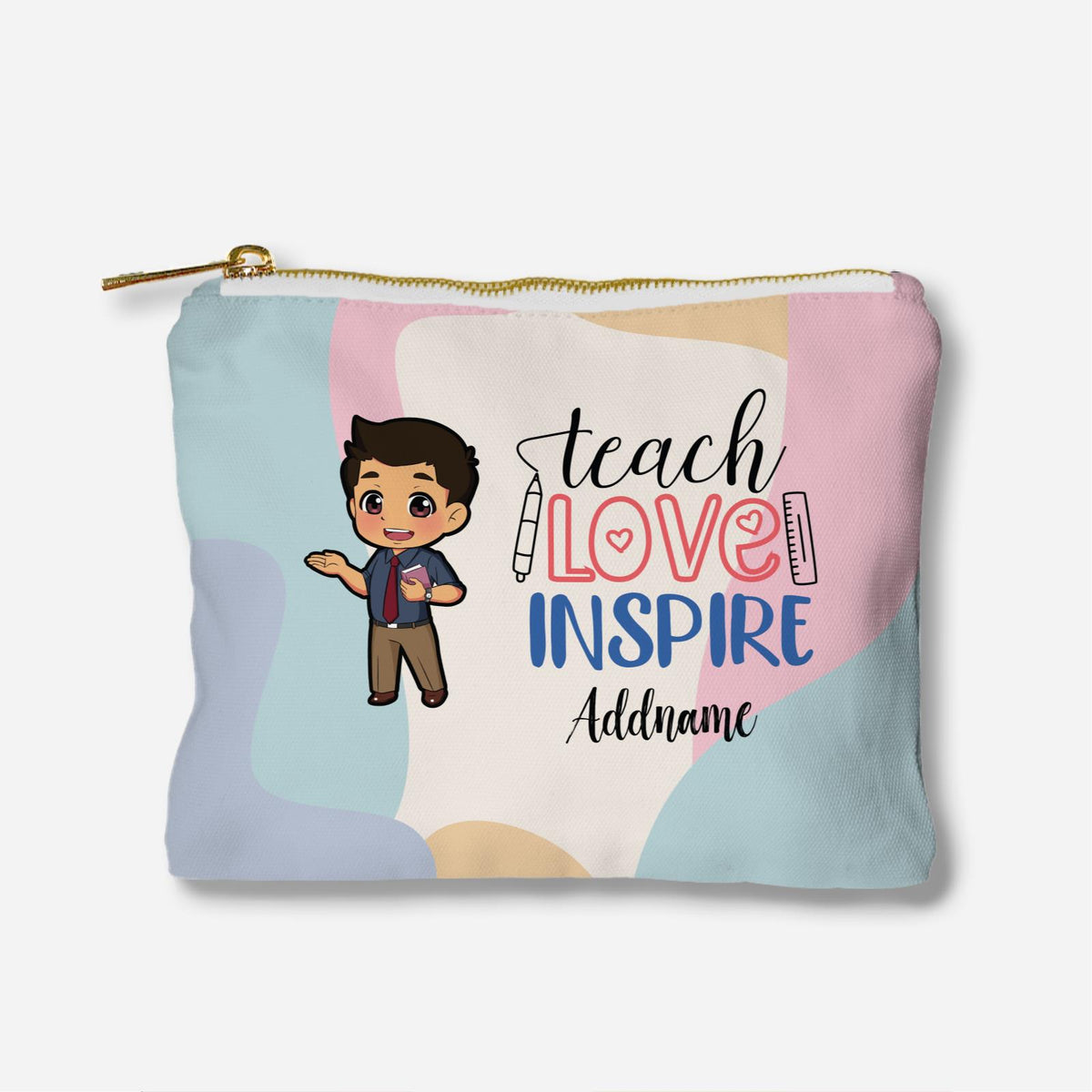 Teach Love Inspire With Chibi Malay Male Teacher Full Print Zipper Pouch