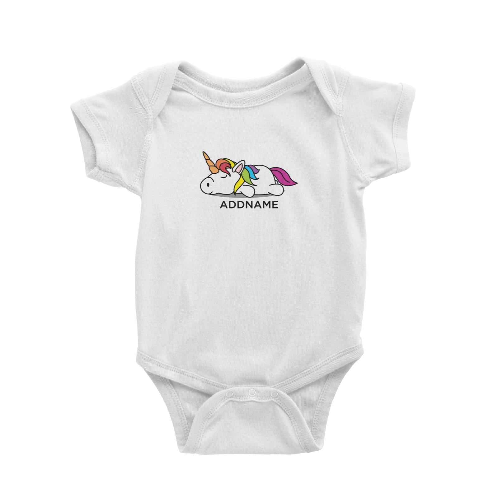 Lazy Colourful Unicorn Addname Baby Romper  (FLASH DEAL)