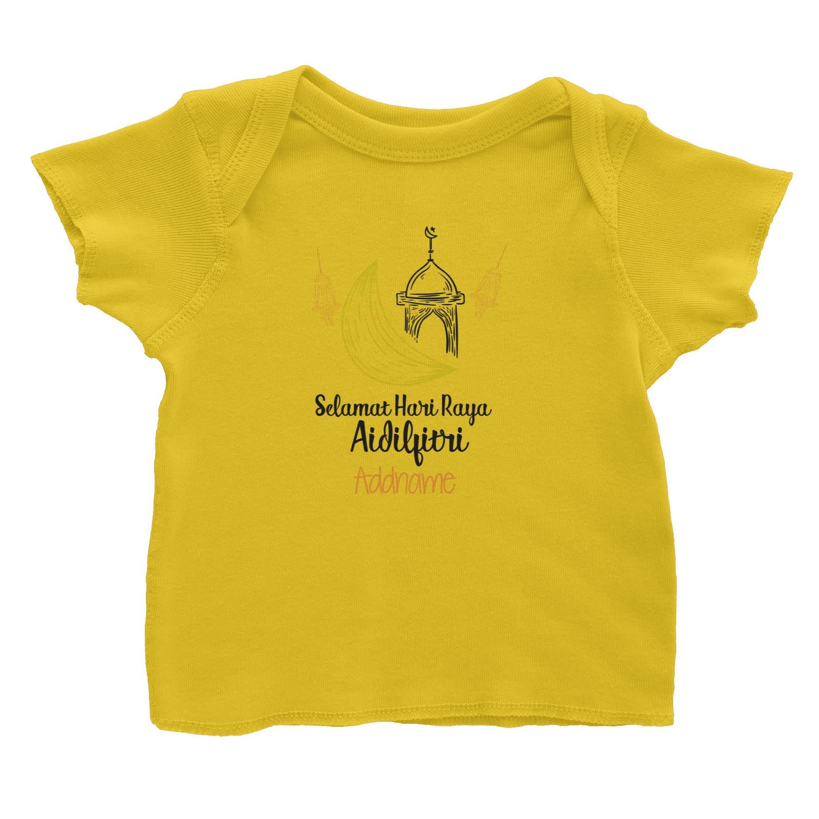 Raya Doodle Moon And Mosque Selamat Hari Raya Aidilfitri Addname Baby T-Shirt