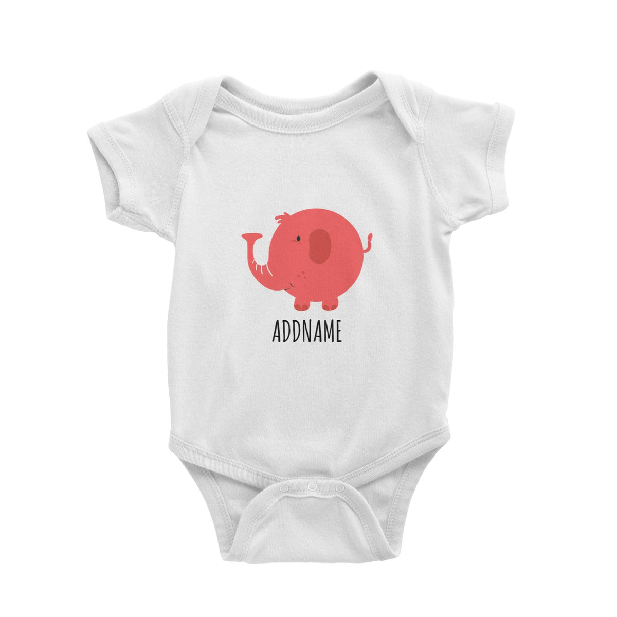 Twins Red Round Elephant White White Baby Romper