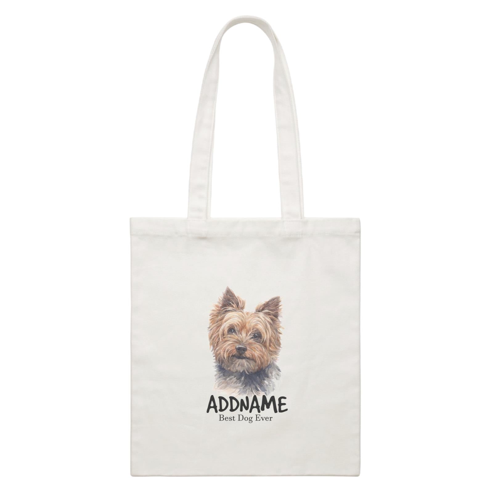 Watercolor Dog Yorkshire Terrier Brown Best Dog Ever Addname White Canvas Bag
