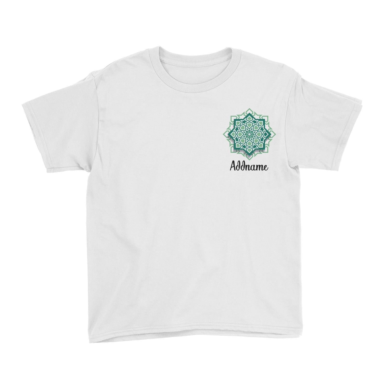 Raya Symbol Green Islamic Geometric Pocket Addname Kid's T-Shirts