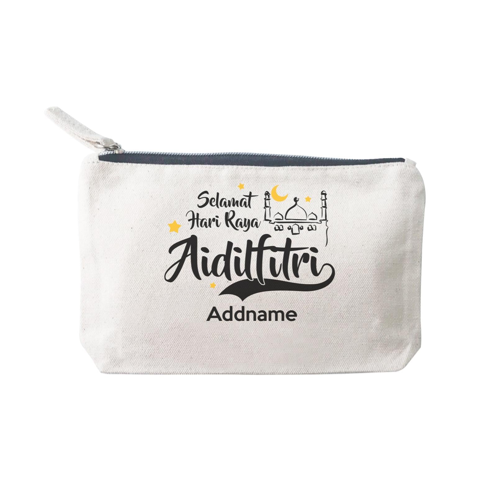 Raya Typography Doodle Mosque Selamat Hari Raya Aidilfitri Addname Mini Accessories Stationery Pouch 2