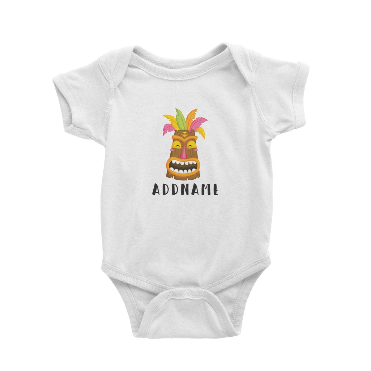 Birthday Hawaii Happy Laugh Tribal Mask Addname Baby Romper