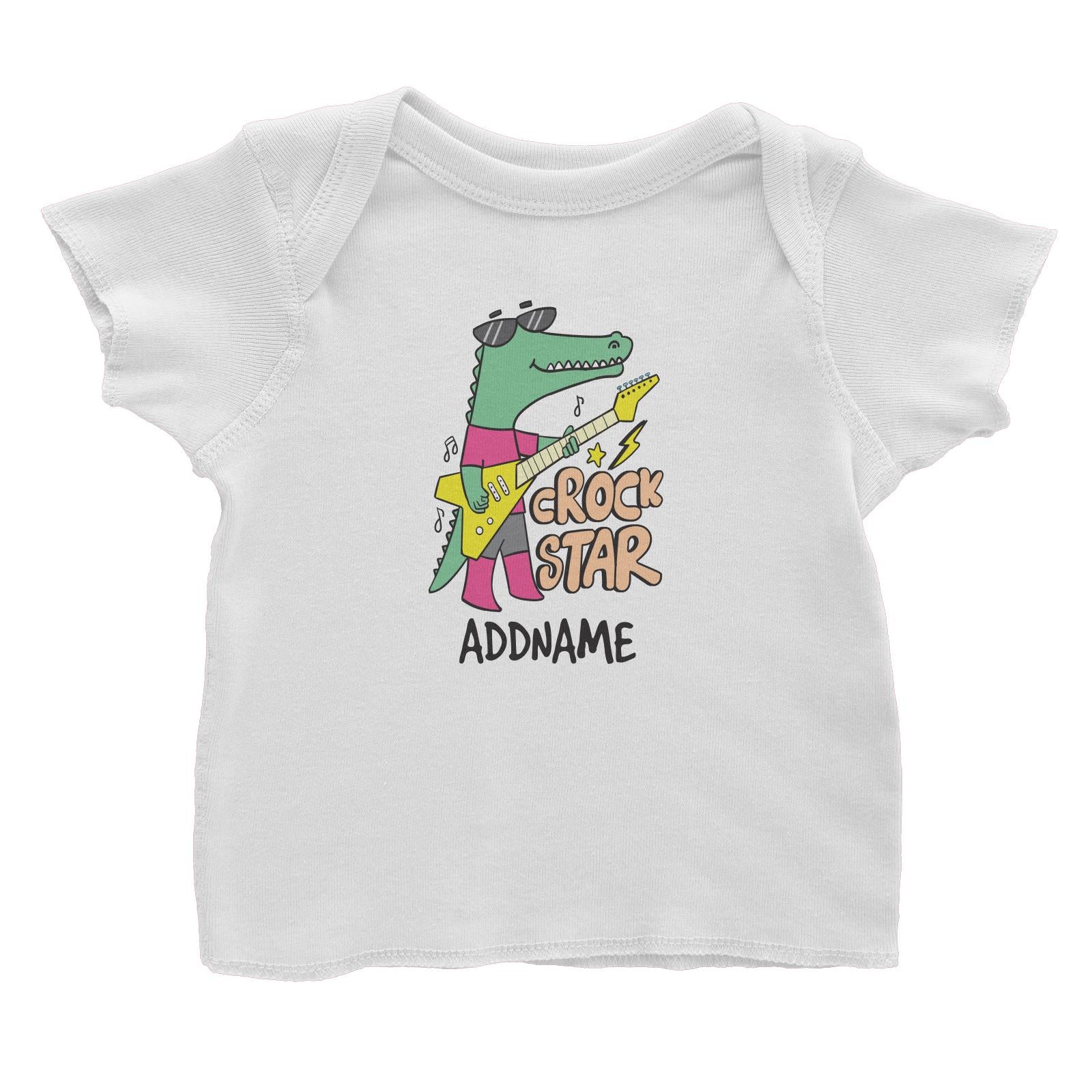 Cool Cute Animals Crocodile Crock Star Addname Baby T-Shirt