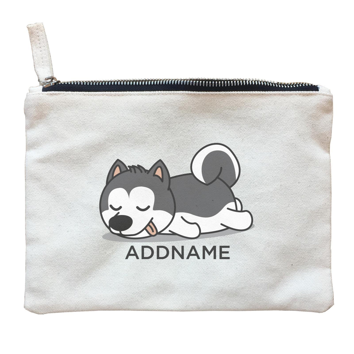 Lazy Husky Dog Addname Zipper Pouch