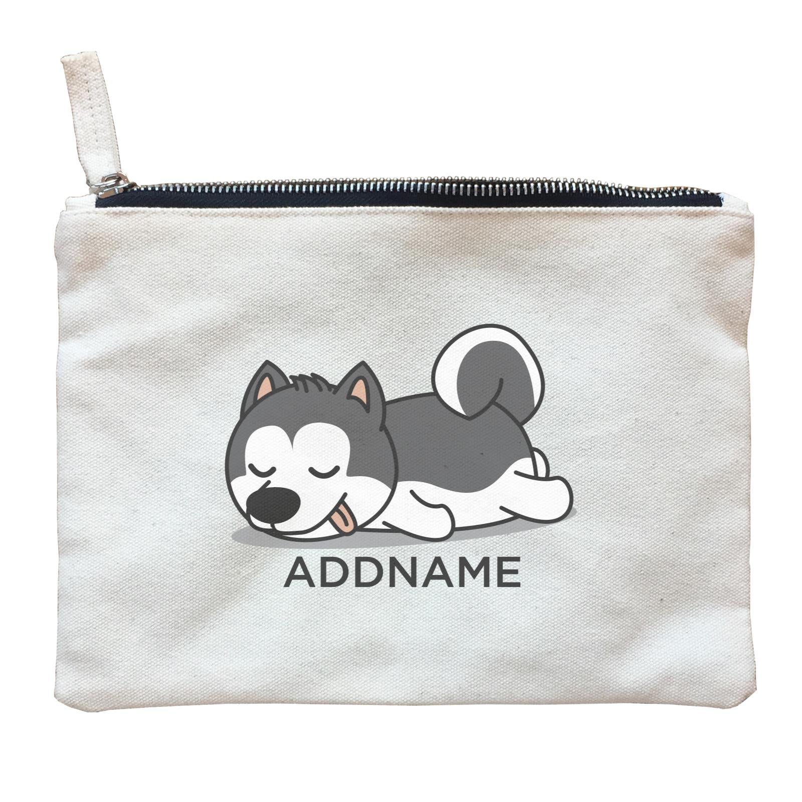 Lazy Husky Dog Addname Zipper Pouch