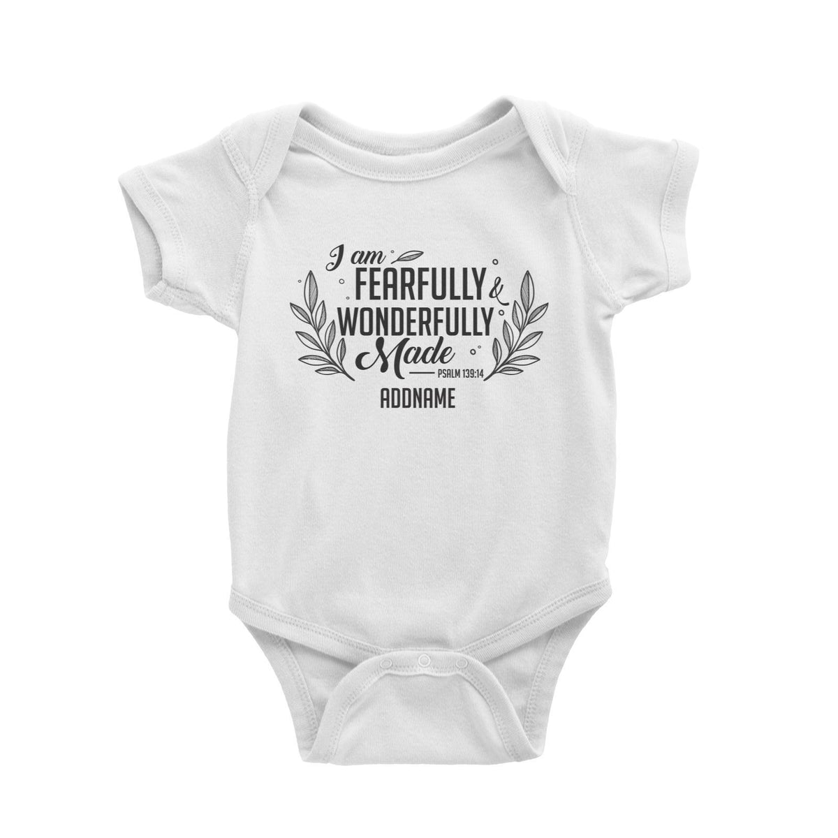 Christ Newborn I Am Fearfully Wonderfully Made Psalm 139.14 Addname Baby Romper
