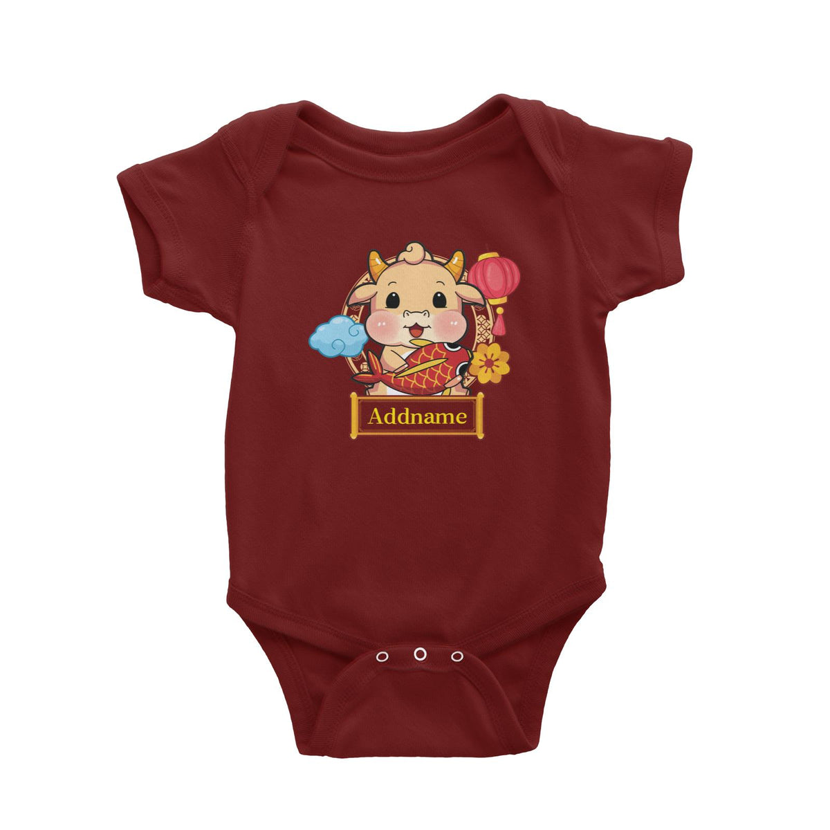 [CNY 2021] Golden Cow with Koi Fish Baby Romper