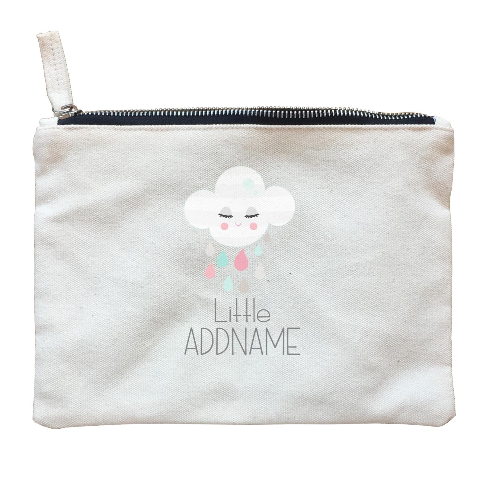 Nursery Animals Little Cloud with Rain Addname Zipper Pouch