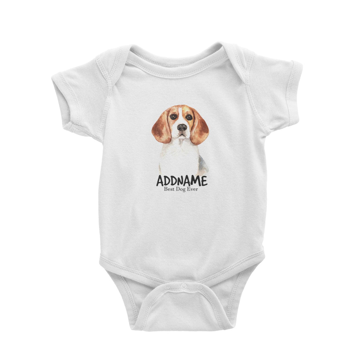 Watercolor Dog Beagle Dog Best Dog Ever Addname Baby Romper