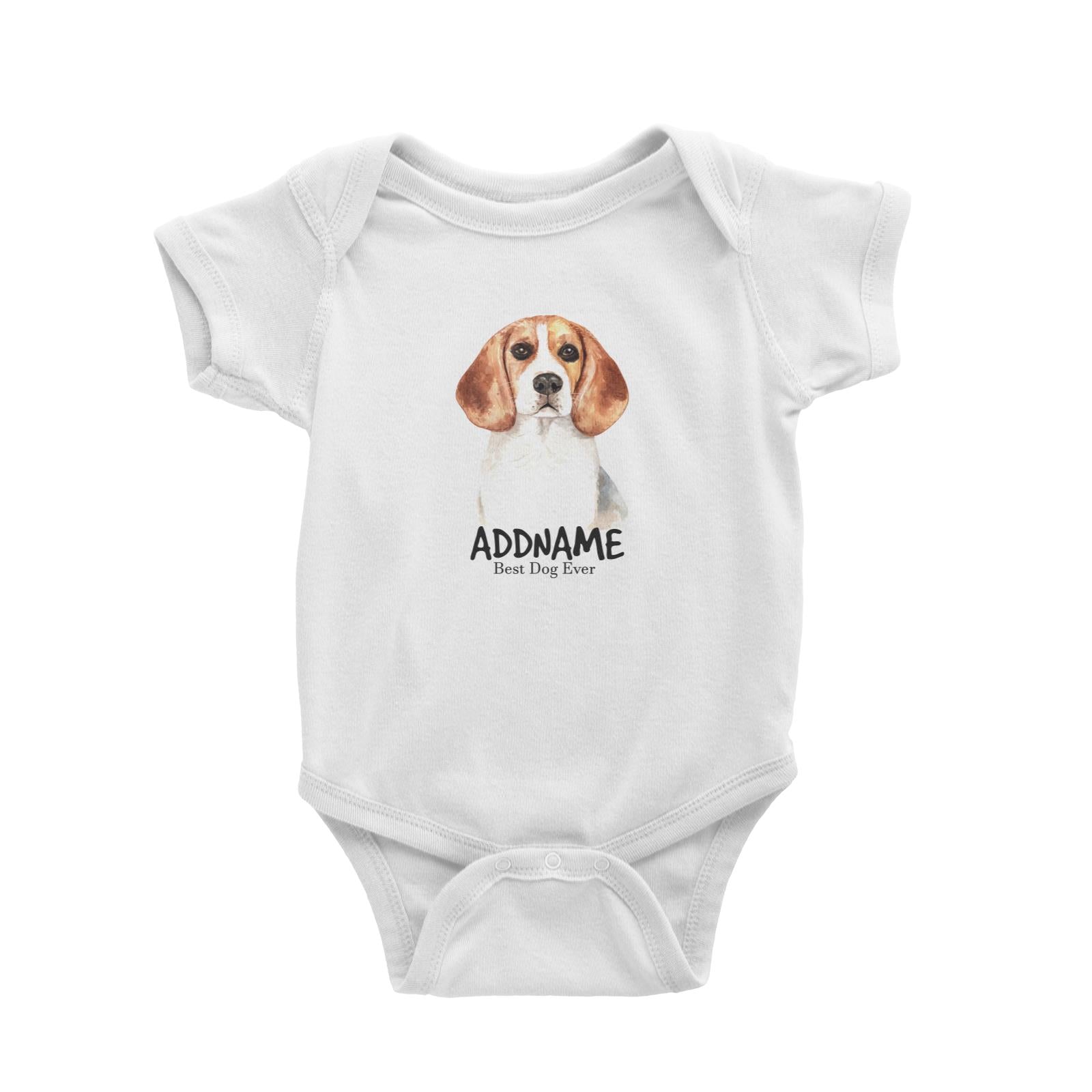 Watercolor Dog Beagle Dog Best Dog Ever Addname Baby Romper